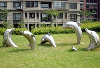 小区不锈钢海豚雕塑-不锈钢海豚雕塑小区动物雕塑
