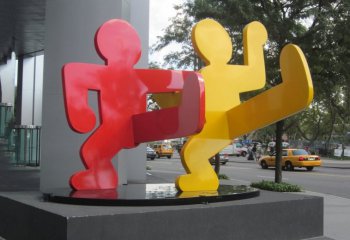 彩色不锈钢剪影抽象人物-不锈钢抽象剪影人物雕塑街边彩色不锈钢人物