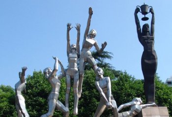不锈钢排球运动员雕塑-不锈钢打排球的人物雕塑公园运动人物雕塑