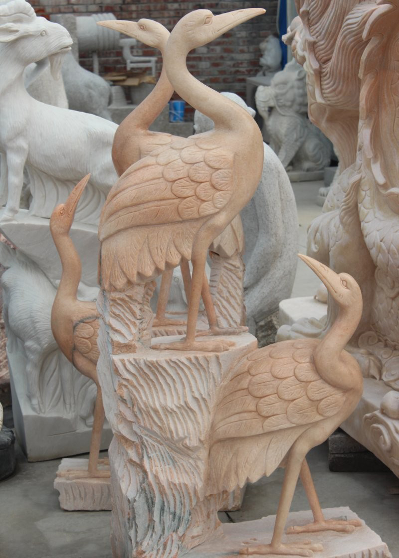 晚霞红仙鹤雕塑-晚霞红仙鹤雕塑动物石雕高清图片
