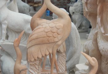 晚霞红仙鹤雕塑-晚霞红仙鹤雕塑动物石雕