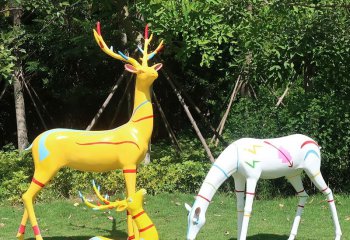 商场玻璃钢彩绘鹿雕塑-玻璃钢彩绘鹿雕塑商场动物雕塑