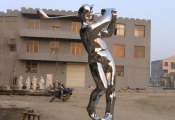 不锈钢打高尔夫球人物-不锈钢打高尔夫球人物雕塑 公园运动人物雕塑