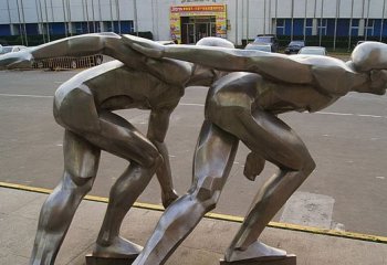 不锈钢滑冰人物雕塑 -不锈钢滑冰人物雕塑 公园抽象人物雕塑