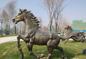 公园奔马铜雕-铜雕奔马 公园动物铜雕