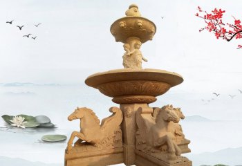 砂岩欧式双层喷泉雕塑-砂岩双层喷泉雕塑 别墅欧式喷泉石雕