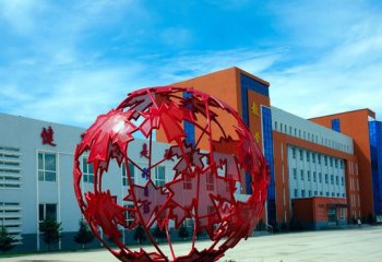 校园不锈钢枫叶镂空球-不锈钢枫叶镂空球雕塑  校园景观雕塑