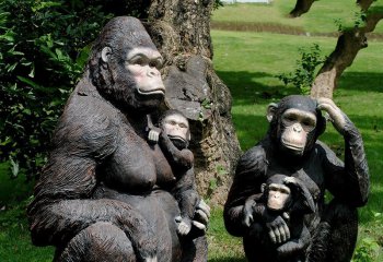 玻璃钢仿真黑猩猩-玻璃钢仿真黑猩猩 公园动物雕塑