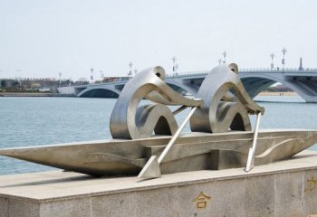 不锈钢划船雕塑-不锈钢划船雕塑 海边抽象人物雕塑