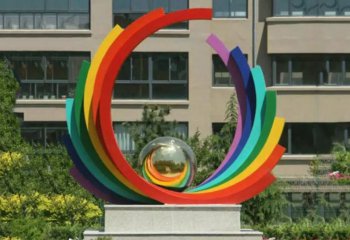 不锈钢抽象彩虹雕塑-不锈钢抽象彩虹  公园景观雕塑
