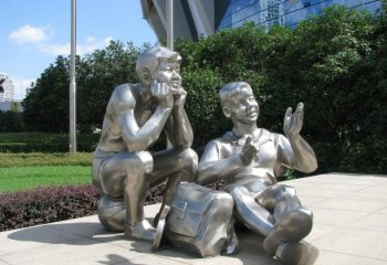 不锈钢聊天的学生-不锈钢聊天的学生雕塑  校园人物雕塑