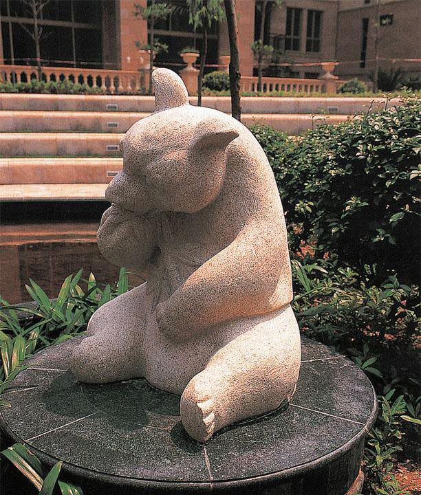 石雕熊猫-石雕熊猫 大理石动物雕塑高清图片