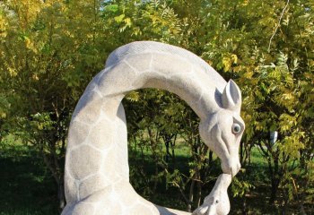 长颈鹿石雕-大理石长颈鹿雕塑 公园动物石雕
