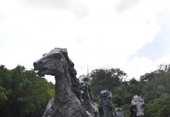 抽象奔马石雕-抽象奔马石雕 公园动物雕塑