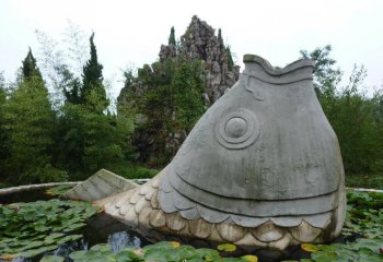 大型喷水鲤鱼石雕-大型喷水鲤鱼石雕 园林景观雕塑