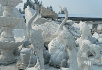石雕仙鹤-大理石仙鹤雕塑 公园动物石雕