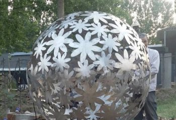 不锈钢花朵镂空球-不锈钢花朵镂空球雕塑 公园景观雕塑
