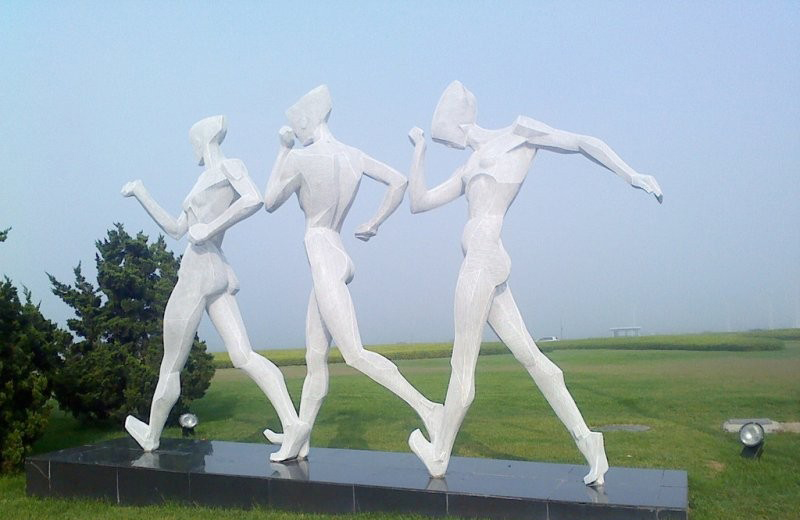 不锈钢竞走人物雕塑-抽象竞走人物雕塑高清图片
