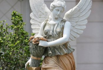 汉白玉天使雕塑-公园西方天使石雕