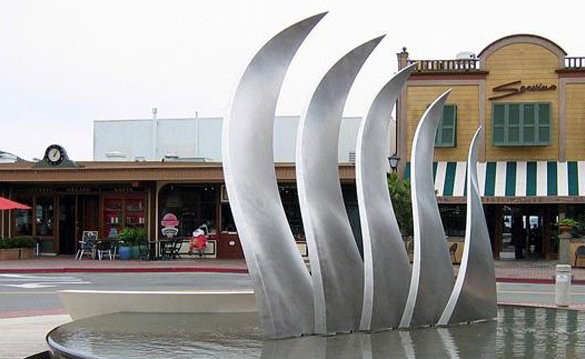 不锈钢抽象水草雕塑-广场抽象水草喷泉雕塑高清图片