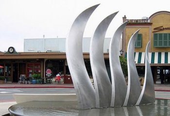 不锈钢抽象水草雕塑-广场抽象水草喷泉雕塑
