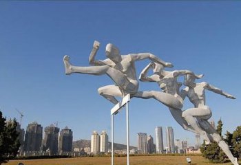 不锈钢跨栏人物-不锈钢跨栏运动人物雕塑