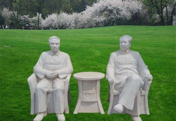 汉白玉毛泽东和周恩来雕塑-毛泽东和周恩来伟人石雕