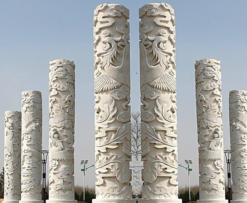凤凰浮雕石柱-凤凰浮雕文化柱石雕高清图片