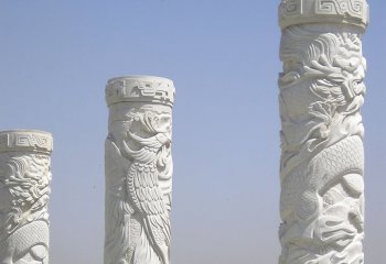 汉白玉广场龙柱雕塑-石雕盘龙柱
