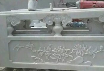 汉白玉花朵浮雕栏板-花朵浮雕石栏板