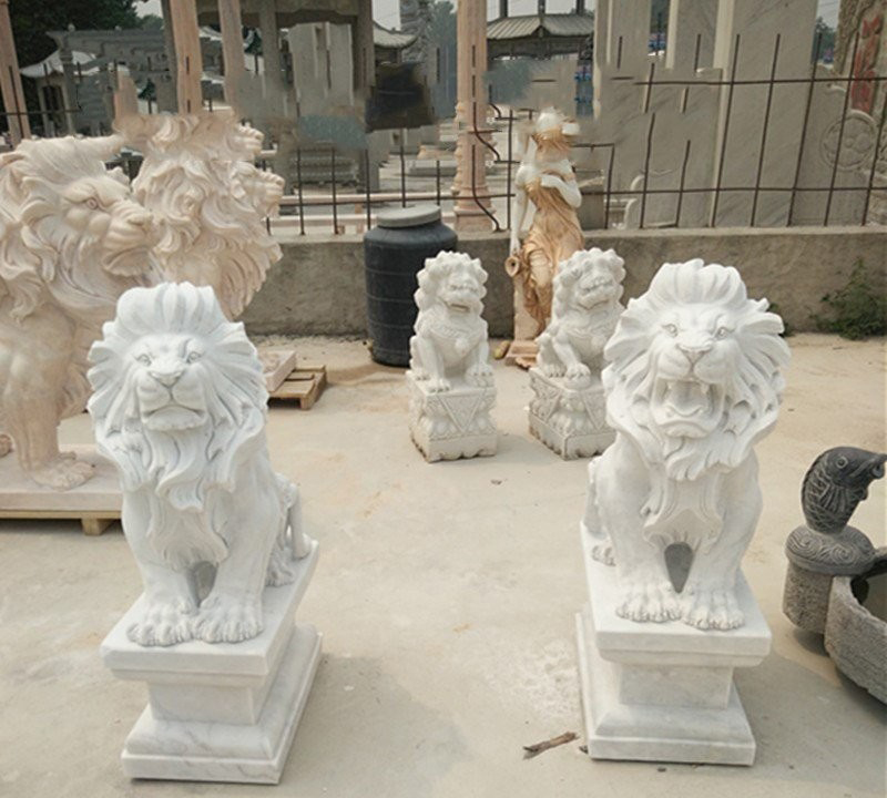 石雕欧式狮子-门口西方狮子欧式狮子石雕高清图片