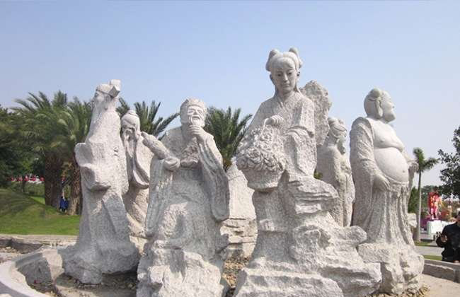 八仙过海神像石雕-大理石神像八仙过海雕塑高清图片