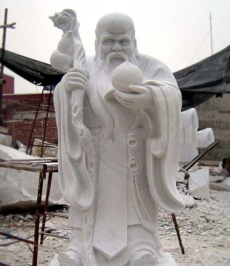 大理石老寿星雕像-老寿星神像石雕高清图片
