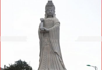 大理石大型妈祖神像雕塑-广场景区妈祖神像石雕