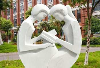 校园抽象看书人物-抽象看书的校园人物雕塑