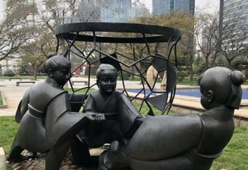 铸铜公园司马光砸缸儿童雕塑-铜雕司马光砸缸古代孩童雕塑
