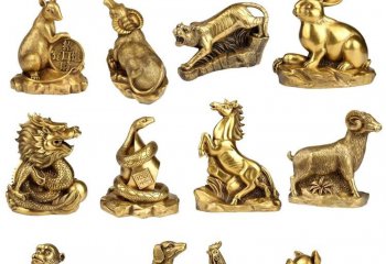 铸铜十二生肖动物雕塑-铜雕十二生肖动物雕塑