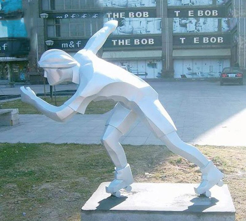 不锈钢抽象滑冰人物雕塑-不锈钢滑冰运动人物雕塑