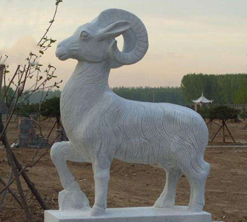 石雕山羊公园动物雕塑-公园山羊石雕