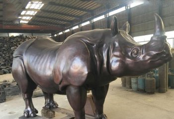 铜雕公园动物犀牛-公园犀牛铜雕