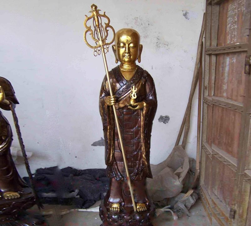 铜雕立式地藏菩萨-宗教庙宇立式地藏菩萨高清图片
