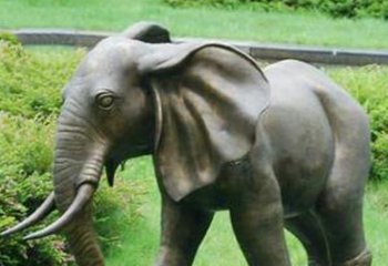 铜雕公园大象雕塑-铜雕动物大象雕塑