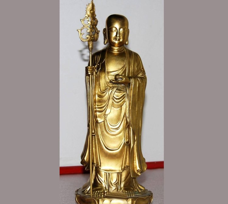 铜雕寺庙佛堂地藏菩萨-宗教庙宇地藏菩萨铜雕高清图片