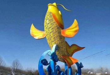 不锈钢大型鲤鱼雕塑-不锈钢广场大型抽象鲤鱼雕塑