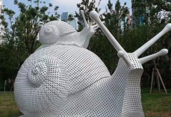不锈钢编织抽象蜗牛雕塑-不锈钢公园抽象编织蜗牛雕塑