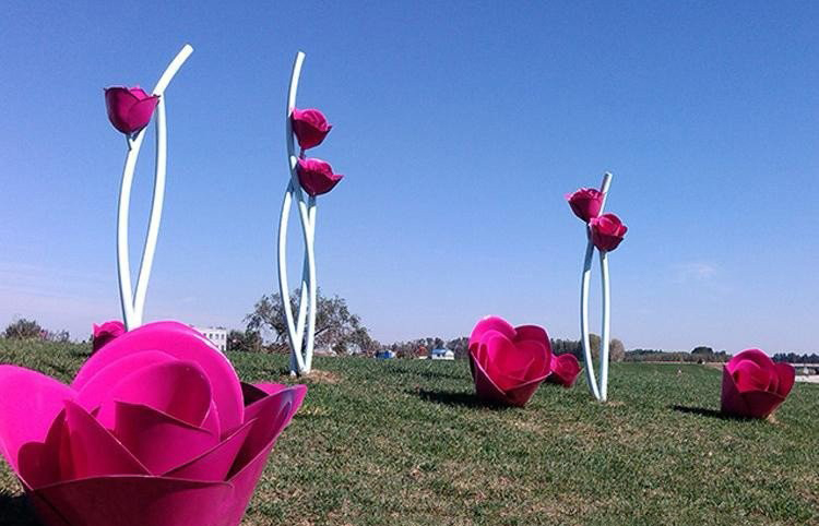 不锈钢彩色玫瑰花雕塑-彩色不锈钢公园玫瑰花雕塑高清图片
