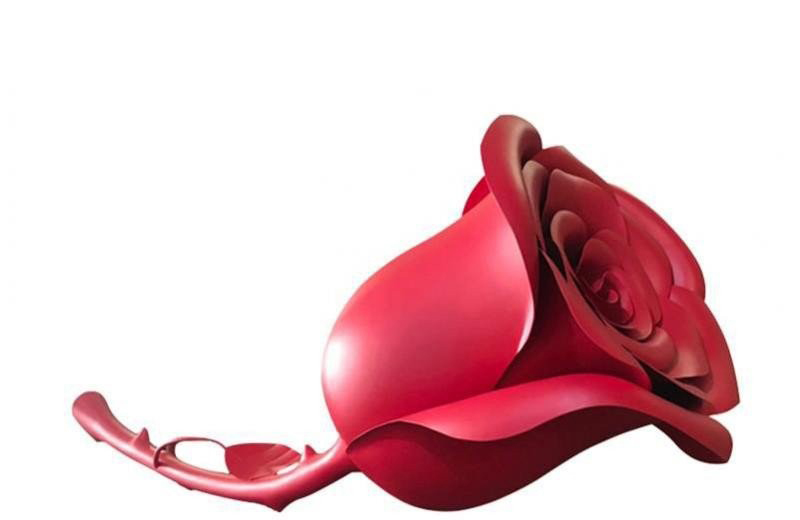 不锈钢红玫瑰花朵雕塑-不锈钢公园红玫瑰花朵雕塑高清图片