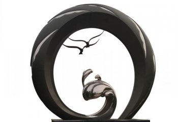 不锈钢广场抽象海浪海鸥雕塑-不锈钢海之韵抽象海浪海鸥