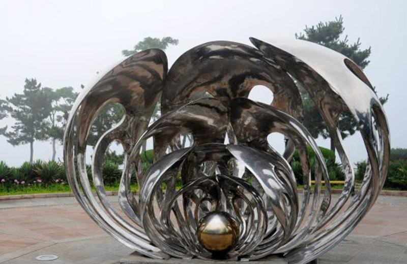 不锈钢公园珍珠贝壳雕塑-不锈钢珍珠贝壳雕塑高清图片