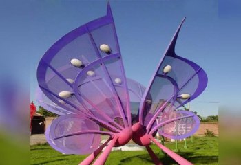 不锈钢公园彩色抽象蝴蝶-彩色不锈钢公园抽象蝴蝶雕塑